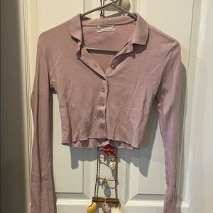 Urban Outfitters Lavender Button-Up Crop Top